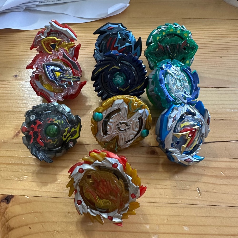 Beyblade Burst Lot of 10 Spinning Tops Turbo Valtryek Achilles Battle Toy Set